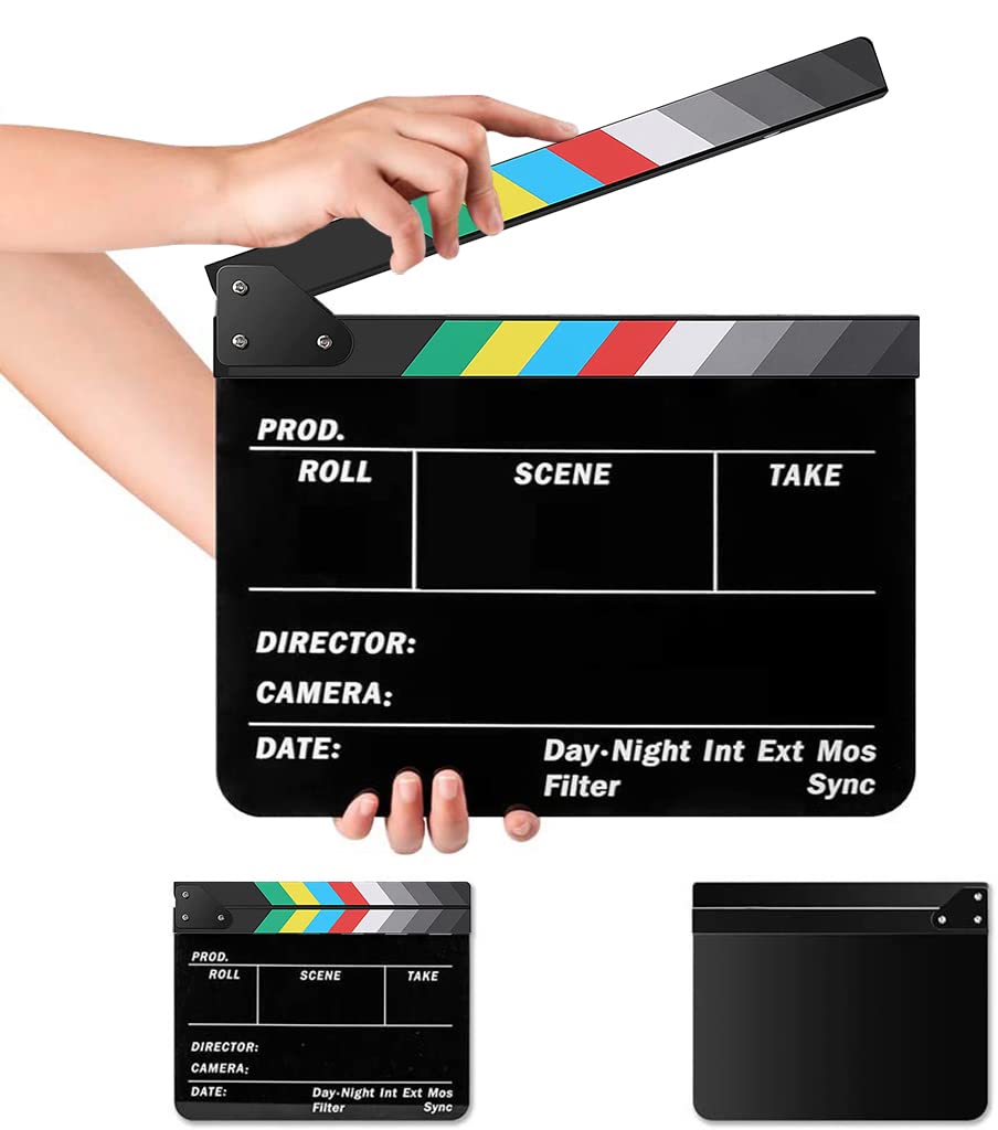 Clap de cinéma, Clap en acrylique pour film d'action, accessoires de cinéma Hollywood, Clap de scène, accessoire de soirée cinéma, pour la production vidéo, les émissions de télévision, etc
