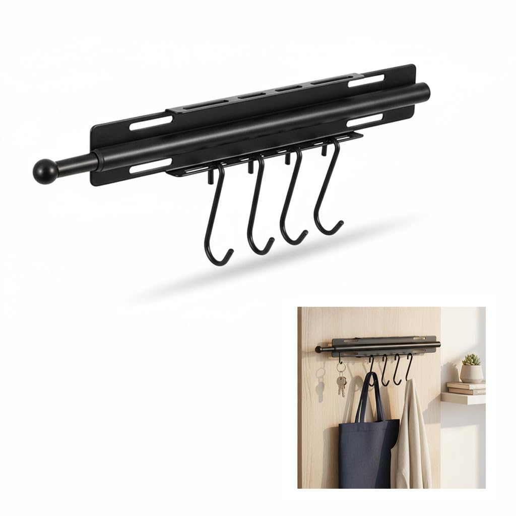 Pull Out Valet Hanger Supporting 11lbs Without Sagging, 12-Inch Adjustable Heavy-Duty Carbon Steel Grey Tube For Laundry Staging, Business Travel Packing And Coat Organization (Total Length 22.11 in)