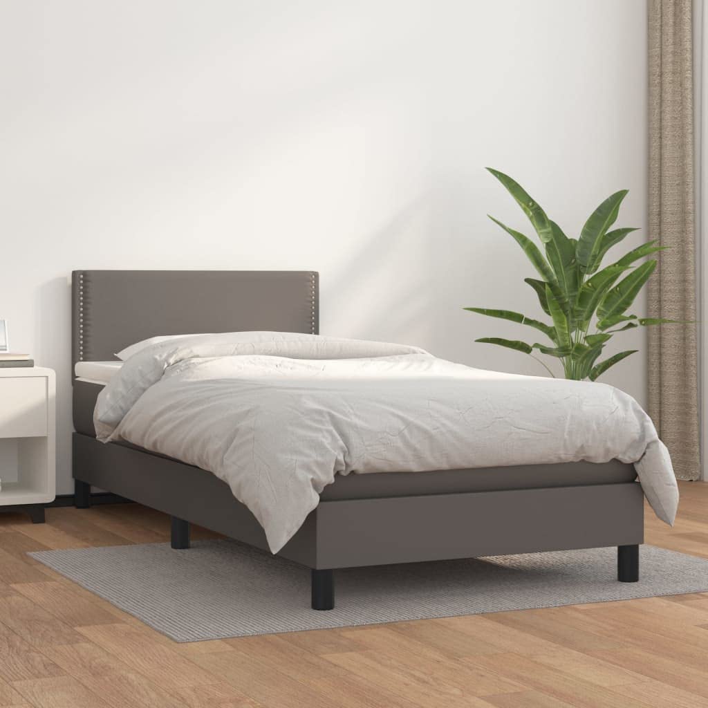 Letto a molle, 100 x 200 cm, in similpelle, con materasso a molle insacchettate, testiera regolabile in altezza, set di mobili per camera da letto