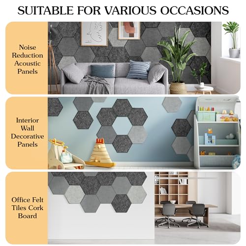 Image of Acoustic Panels, Magrowill 12-Pack Soundproof Wall Panels 12 X 10 X 0.4 Inches, Sound Absorbing Panels with Full Self-Adhesive, Interior Wall Decor Felt Tiles Board
