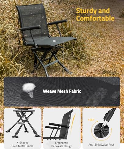 Trakiom Swivel Hunting Chair for Deer Hunting Blind Chair with Armrest - image 3