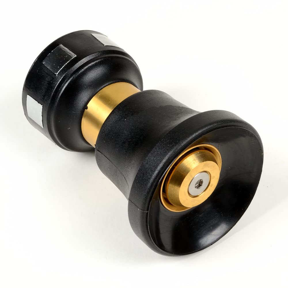 My Bestie - Heavy Duty Brass Fireman Style Hose Nozzle - Super Tough Solid Brass Construction - Fits Any Standard Garden Hose - Ergonomic Design - Black and Brass