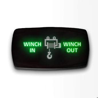 Winch in Winch Out - Green - STARK 7-PIN Horizontal Momentary Winch in Out Toggle Switch Waterproof Black Shell/ON-Off-ON DPDT Illuminated Rocker Switch for Auto Truck Boat Marine- DC 20A 12V/10A 24V
