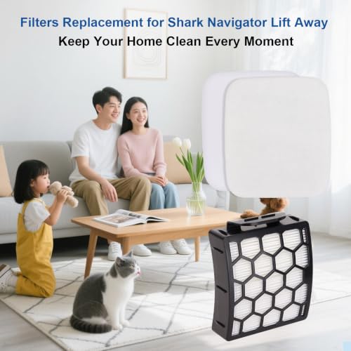 Image of Vacuum Filters Replacement for Shark Performance Lift Away UV850 UV900 Detect UV950 LA492 DuoClean Upright Vacuum - 2 HEPA Filter, 4 Foam & 4 Faux Felt Filters