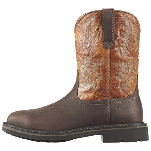 Ariat Mens Sierra Wide Square Toe Steel Toe Work Boot Aged Bark 10.5