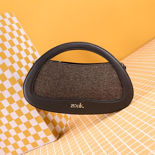 Image of ZOUK Nadia Sling Bag for Women - Stylish Crossbody with Cutout Top Handle | Handcrafted Shoulder Bag with Multiple Pockets & Water-Resistant Lining | Formal & Casual Use |
