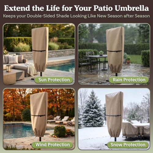 Pure Garden Extra Large Umbrella Cover 600D Waterproof, 15ft, Tan by Pure Garden - Used condition - Image 5