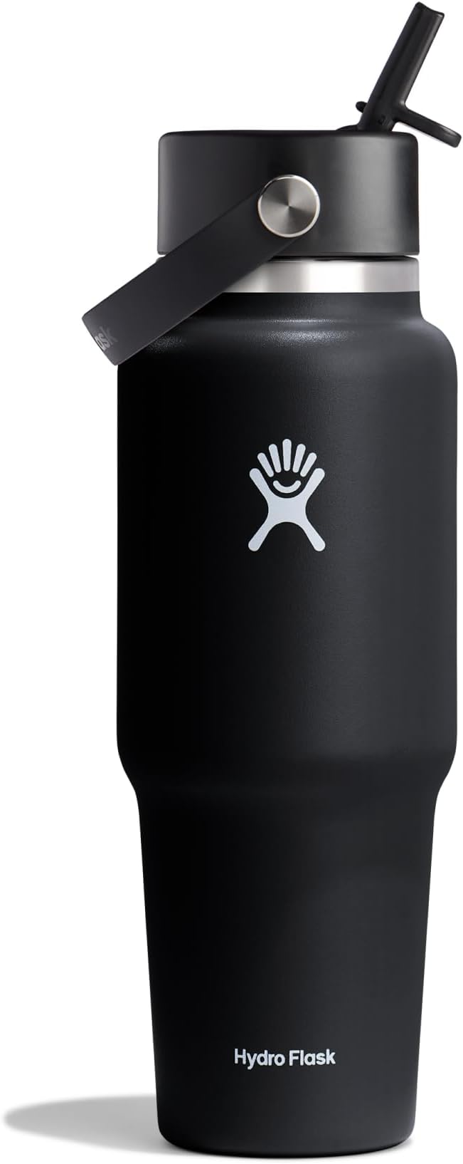 Wide Flex Straw Travel Bottle 946 ml (32 OZ) - Insulated Stainless Steel Water Bottle with TempShield Vacuum Insulation and Leakproof Flex Straw Cap - Fits Most Cupholders - Black