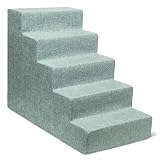 Best Pet Supplies Dog Stairs & Steps - Foam Steps for Small Dogs & Cats, Non-Slip Indoor Balanced Pet Step Support, Dog Ramp, No Assembly, Pale Teal, 5-Step (22.5-inch Height)