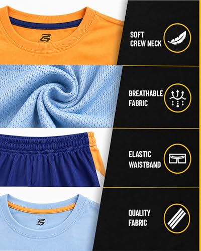 Image of Pro Athlete Boys Active Shorts Set - 3 Piece Athletic Dry Fit Graphic Tees Tank Tops and Basketball Shorts for Boys
