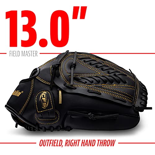 Image of Franklin Sports Baseball and Softball Glove - Field Master - Baseball and Softball Mitt - Adult and Youth Glove - Right Hand Throw - 13 inch - Black /Gold