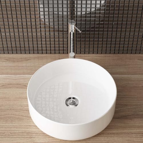 Waschbecken24 | Premium Waschbecken mit Lotus-Effekt für das Badezimmer und Gäste-WC (31x31x11cm, Weiß / A546XS)