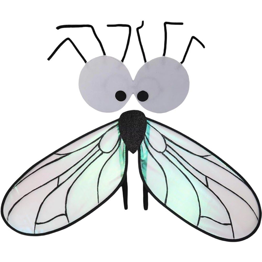 Sslvya Fly Costume Accessories Fly Wings and Bug Eye Glasses Set for Adults Insect Costume Accessories for Halloween Cosplay Party