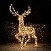 Produktbild Lights4fun 3-in-1 Studley LED Rattan Rentier Hirsch Figur 2m Timer Weihnachtsbeleuchtung Außen und Innen