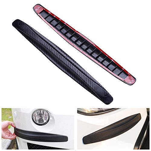Atmomo 2Pcs Car Bumper Guard Protector Sticker Carbon Fiber Car Front Rear Corner Guard Anti-Collision Strip, Black #TOP22