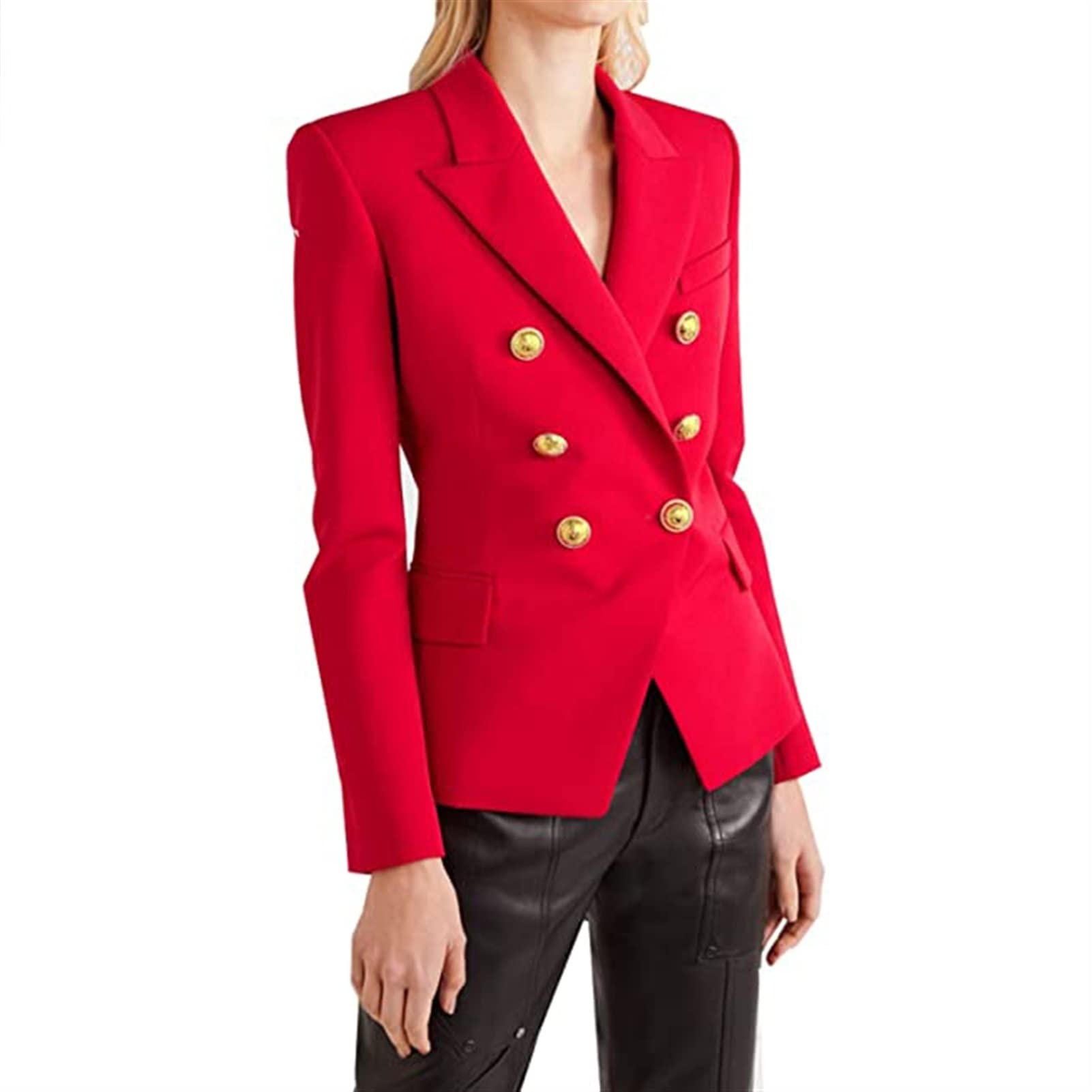 Damen Elegant Langarm Blazer Einfarbig Slim Fit Geschäft Büro Jacke Mantel Casual Anzüge Revers Outwear Neue Frühlings Mantel