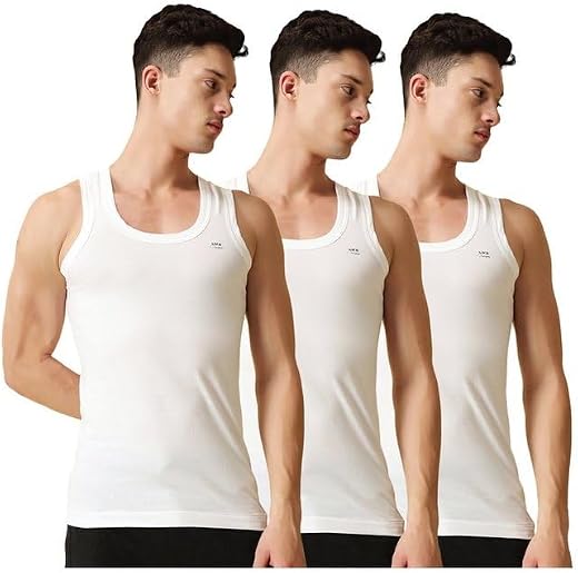 Lux Champion Men's Cotton Vest RN | 100% Super Combed Cotton | Round Neck, Sleeveless, Breathable, Sweat-Absorbent Comfort...