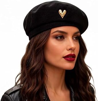 Women Beret Hat French Style - Black Beret Hats Men Army Style Classic All Seasons for Daily, Travel & Elegant Outfits
