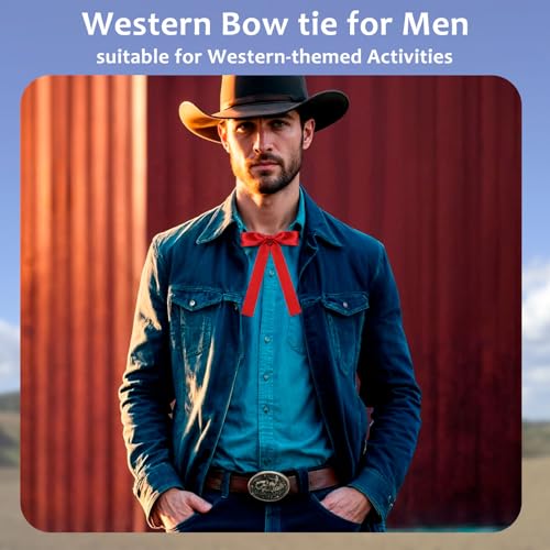 Image of LJBFNN Western Ties for Men Women, Black Clip on Ribbon Bow Tie, Pre-Tied Colonel String Tie for Party Shirt Uniform Wedding