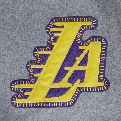 Pro Standard Mens NBA Los Angeles Lakers DIY Pick Stitch Varsity Jacket Heather Grey/White/Black 2Xl - Image 6