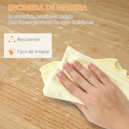 HOMCOM Carro de Cocina, Carrito Auxiliar con Ruedas, Tablero de Madera, 3 Cajones, 2 Estantes Abiertos y Bandeja Extraíble, para Comedor Salón, 67x37x85,5 cm, Gris - imagen 5