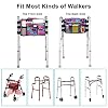 Walker Bag for Seniors-supregear Folding Walker Accessories Bag (Double Sided), Walker Basket Caddy Large Capacity Waterproof Tote with 9 Pockets and Cup Holder