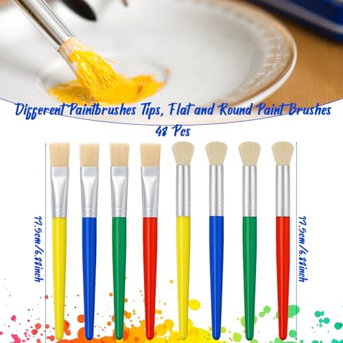 48 Pcs Paint Brushes for Kids Bulk Paintbrushes Set Large Chubby Round and Flat Brushes for Acrylic Painting Oil Watercolor Washable Paint by Retainbre - Image 3