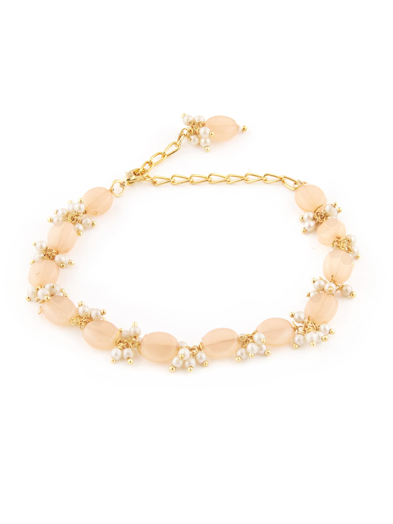 ZAVERI PEARLS Peach Beads & Cluster Pearls Traditional Bracelet For Women-ZPFK13676 (B0B1F2XVHB) Amazon Price History, Amazon Price Tracker