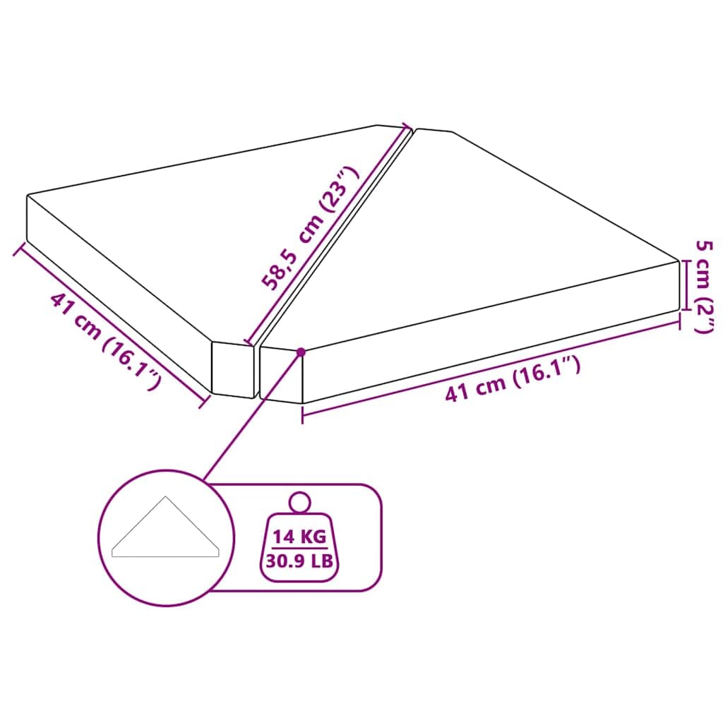 vidaXL Discos de Peso para sombrilla (2 Unidades, Granito Gris, Triangulares, 14 kg)