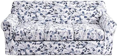 GOSTADY Stretch Sofa Slipcover 4 Pieces Sofa Cover Couch Cover Couch Slipcover for 3 Cushion Couch Soft Washable Printed Furniture Protector Covers with Elastic Bottom for Kids, Dogs and Cats (L 04)
