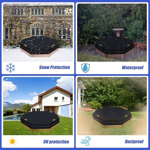 Octagon Sandbox Cover,Heavy Duty 600D Oxford Octagonal Sandbox Cover with Reflective Handle and 2 Windproof Drawstring，Large Hard Covers Waterproof Outdoor for Wooden Octagon Shaped Sand Box Canopy - Thumbnail 6