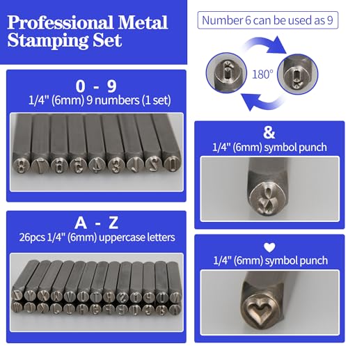 image for DkOvn Metal Stamping Kit, 6mm Number and Letter Stamp Set, Include Art