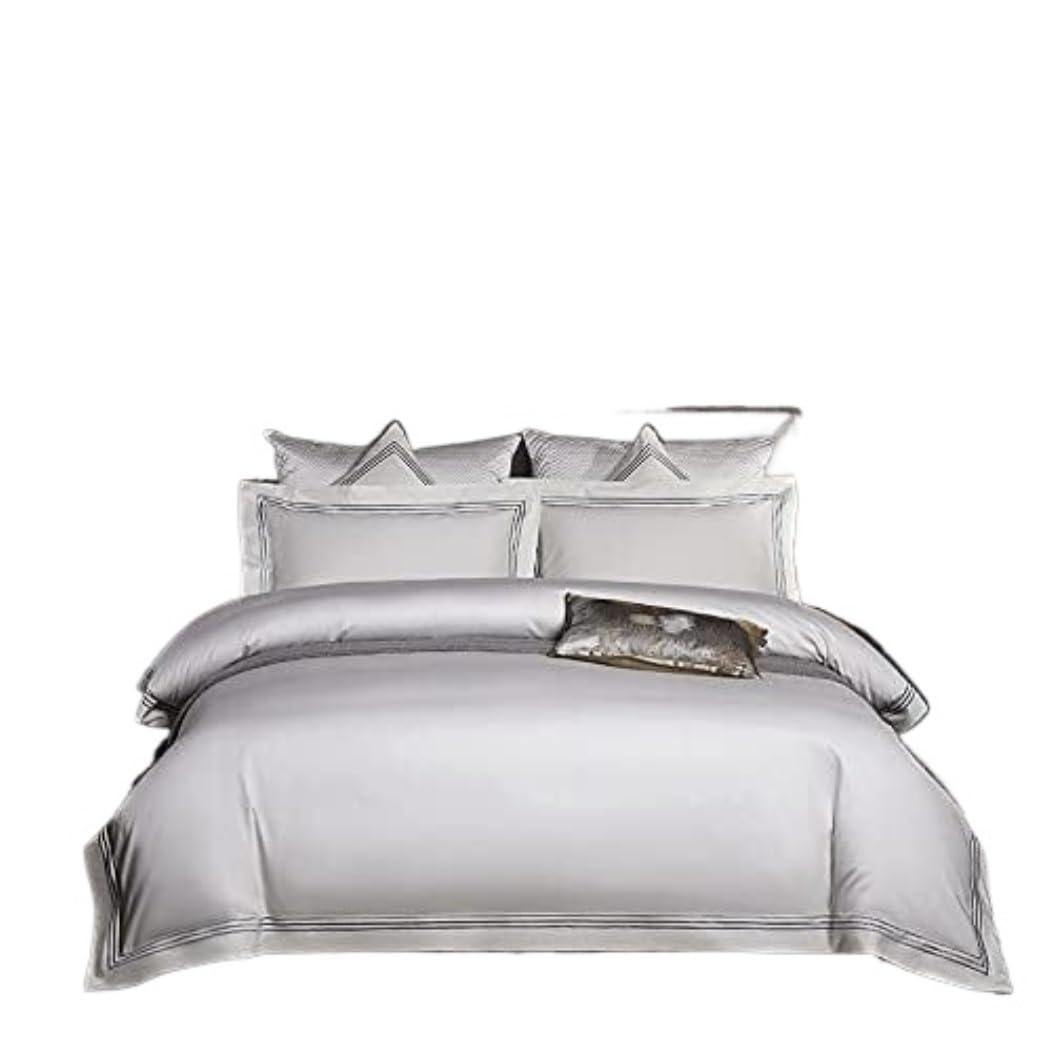 Bettwäsche Set Heimtextilien, Baumwolle, Vierteiliges Set, Steppdecken-Sets, Hochzeitsbettwäsche, 4-teiliges Bettlaken-Set Bettlaken Set (Color : White, Size : 1.5/1.8m Bed)