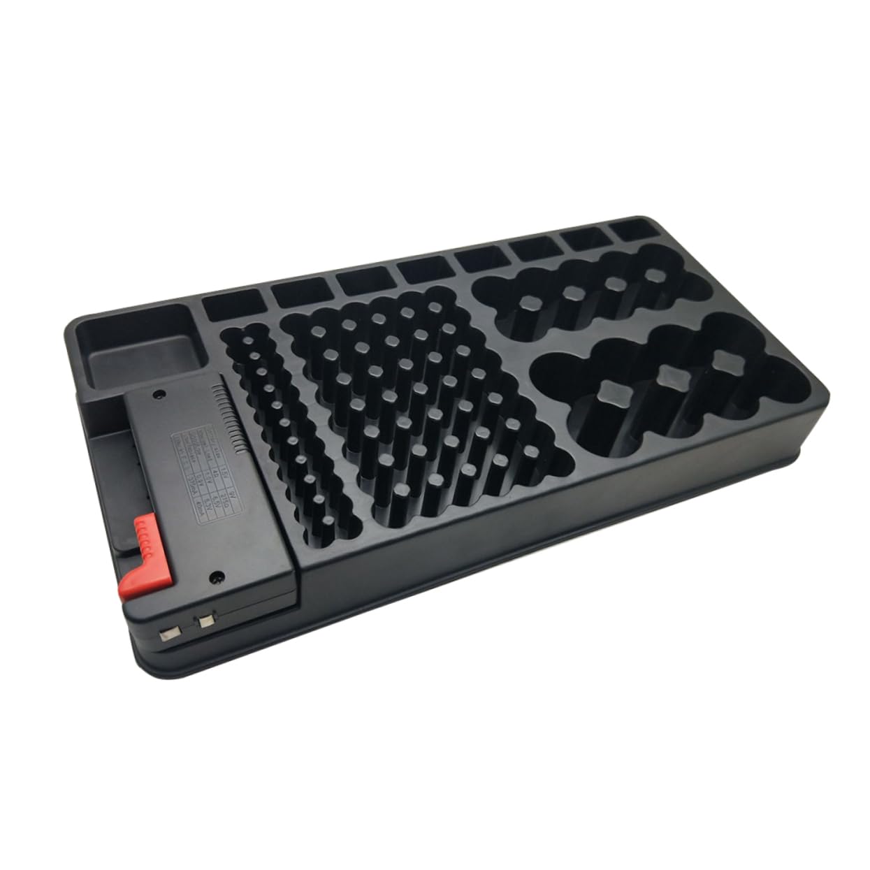 Hemobllo 98pezzi Organizer Per Batterie Con Tester Integrato Custodia Per Batterie Aa Aaa Comodo e Pratico Per Ordinare e Conservare Struttura Compatta e Rimovibile Colore Nero