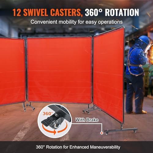 VEVOR 3-Panel Welding Screen 6 x 6 ft with Frame and 12 Swivel Casters Detail