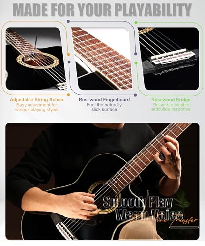 Image of AKLOT 39 inch Cutaway Classical Guitar: Spruce Top with Mahogany Back & Sides, Nylon Strings with Wound Bass Strings, Full Size Acoustic Classical Guitar Set with Bag, Tuner, Capo, Strings & Picks(BZ-OM)
