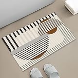 aibiin Geometric Stripe Bath Mat Rug Non-Slip Machine Washable Floor Carpet Ultra Thin Soft Bathroom