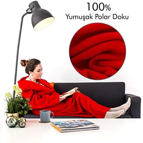 Soft Snuggle Blanket. Red Wearable Blanket. Soft Fleece Fabric Snuggle Blanket for Adults. Blanket with Sleeves Gift for Family. Cosy Slanket for Women Perfect as Winter Gift.
