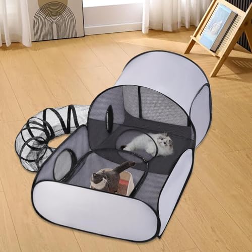 Corral plegable para gatos con túneles interactivos y parque ligero de viaje 8