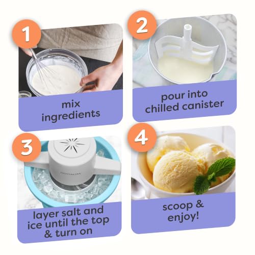 Image of Nostalgia Electric Ice Cream Maker - Old Fashioned Soft Serve Ice Cream Machine Makes Frozen Yogurt or Gelato in Minutes - Fun Kitchen Appliance - Blue - 4 Quart