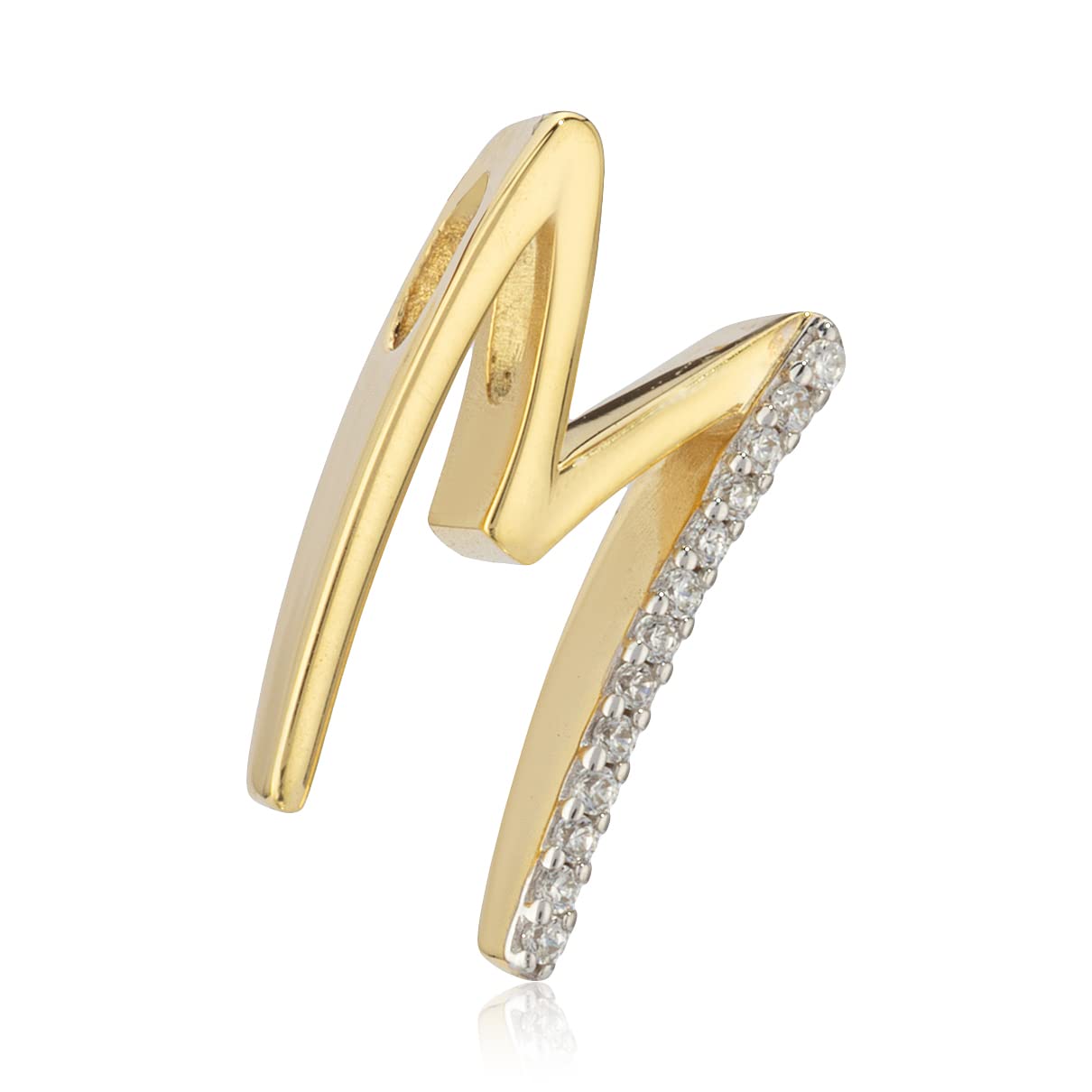 NKlaus Buchstaben Anhänger Echt Gold 333 mit Zirkonia für Damen - Kleine bicolor Kettenanhänger Alphabet von A bis Z Echtgold - Glanz ABC Goldanhänger
