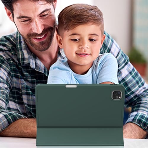 Image of ZryXal New iPad Pro 13 Inch Case (M5) 2025 / (M4) 2024 with Pencil Holder, Smart iPad Case [Support Pencil Pro and Pencil (USB-C)], Support Touch ID and Auto Wake /Sleep (Midnight Green)