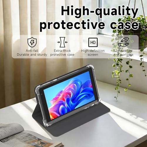 Image of WUIUHOU 7 inch Android 14 Tablet, Tablet' with Case, 8GB RAM (3GB+5GB Extended) & 32GB ROM, 3000mAh Battery, Dual Camera, 2.4G /5G WiFi 6 tab - Portable Mini Tablet for Work, Study (Black)