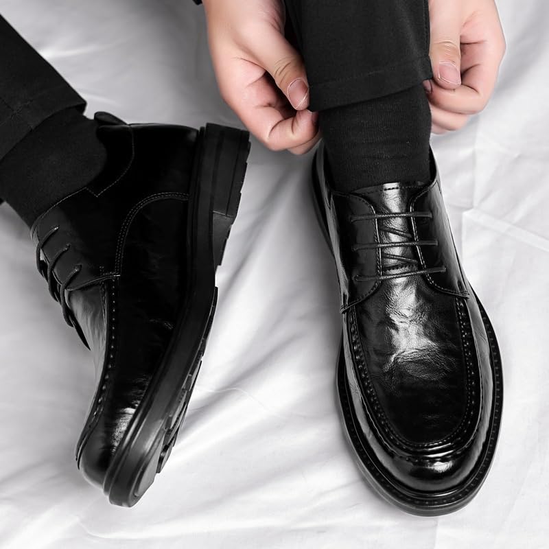 Men's Slip-On Breathable Business Casual Leather Shoes British Style Sneakers with Arch Support Comfortable Loafers for Work4