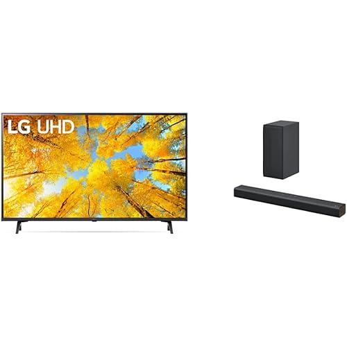 LG UHD UQ75 Series 43” (43UQ7590PUB, 2022) Sound Bar and Wireless Subwoofer S40Q - 2.1 Channel, 300 Watts Output, Home Theater Audio Black