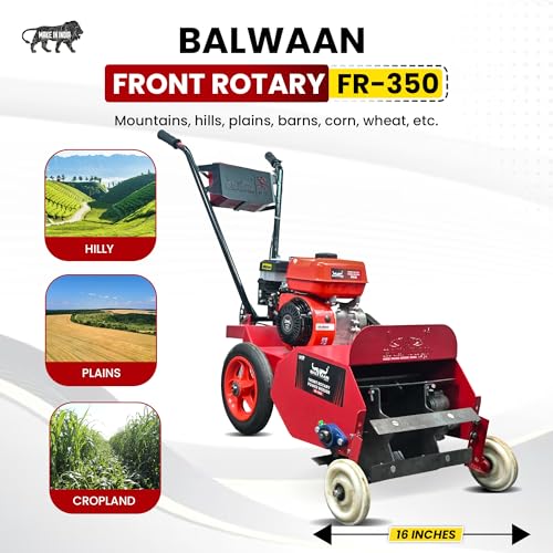 Image of Balwaan Krishi Front Rotary Machine 7HP Engine| 3600 RPM Petrol Operated Weeder Machine |16-Inch Width Soil Cultivator for Soil Aeration and Weed Removal | Improves Crop Growth | FR-350