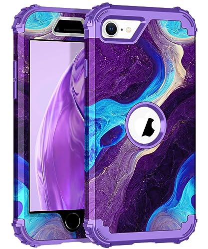 Hocase iPhone SE 2020/2022 Hybrid Case Blue Purple Marble