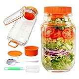 LAIKAIEU Barattolo Per Insalata, 2026 Nuovo Contenitore Portatile Con Scomparto Per Condimento, Originale Capsula Per Insalata, Adatto Per Casa, Attività All'aperto, Viaggi E Feste (Arancione,1000ml)