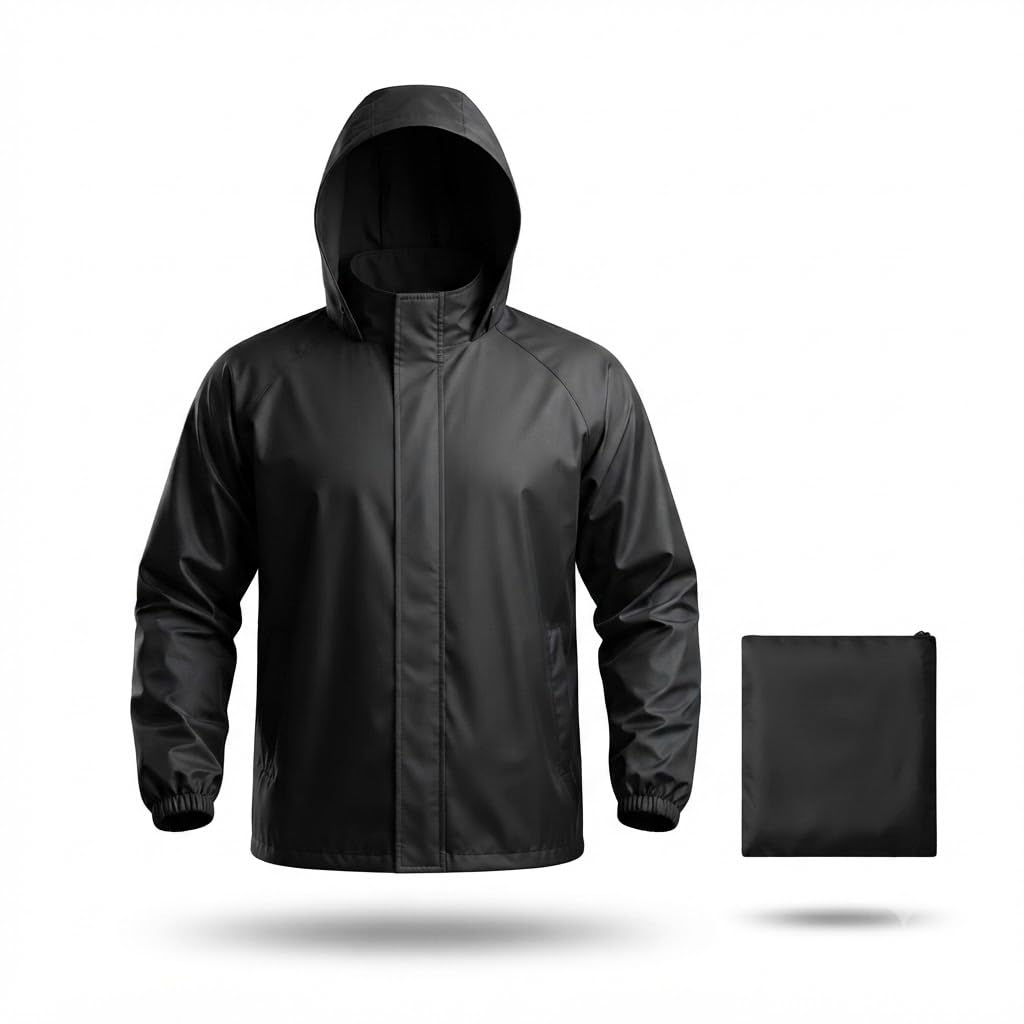 𝐄𝐯𝐞𝐫𝐲𝐝𝐚𝐲 𝐄𝐬𝐬𝐞𝐧𝐭𝐢𝐚𝐥𝐬 | 𝟏 𝐘𝐞𝐚𝐫 𝐖𝐚𝐫𝐫𝐚𝐧𝐭𝐲 | Waterproof Hooded Rain Jacket for Men & Women, Reusable PVC Raincoat with Elastic Cuffs Wear for Riding, Travel-image-42