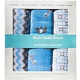 Swaddling Blankets Set of 3 for Boys and Girls Also for Stroller Cover and Baby Wrapping Pre-washed and Very Easy To Use